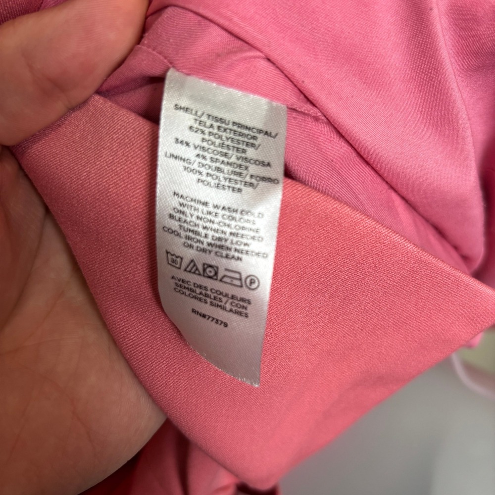 Ann Taylor Pink Long Sleeve One Button Padded Shoulders Blazer Jacket Womens 6 - Picture 7 of 7